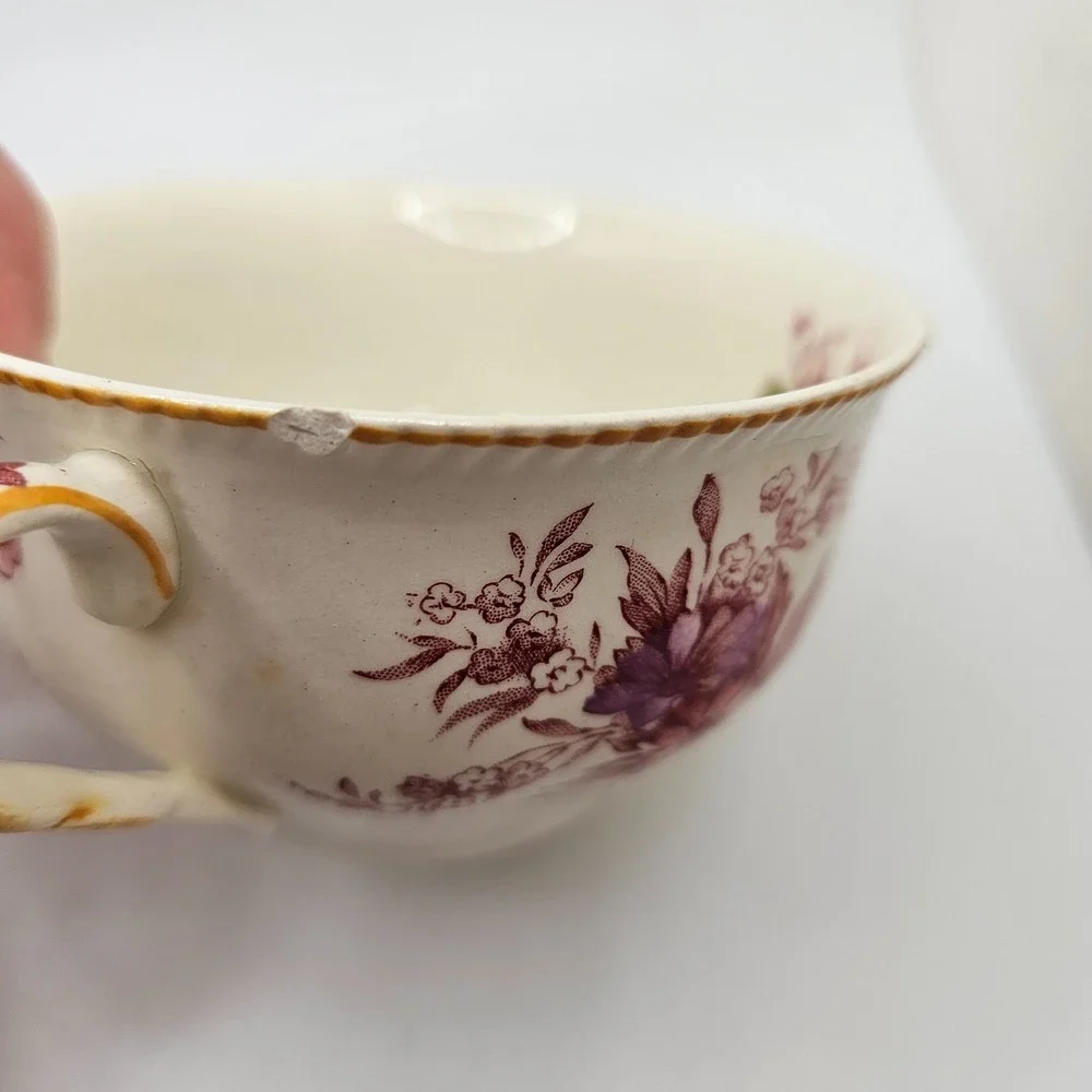 Vintage Johnson Brother's Floral Transferware Tea Cups Set of 2 Cottagecore